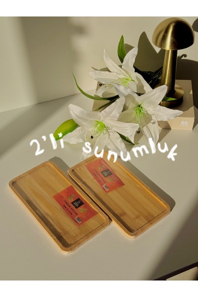 TOGO 2’li Doğal bambu sunum tabağı dikdörtgen ahşap tepsi