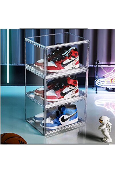 Cozy Nest مجموعة من 3 صناديق أحذية مصنوعة من الأكريليك بالكامل، مفتوحة من الج...