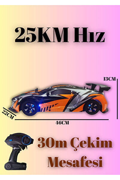 Boratila Toys 2.4Ghz 7.4V 1200Mah 46CM Büyük Boy Yüksek Hızlı Uzaktan Kumandalı Şarjlı Drift Yarış Arabası