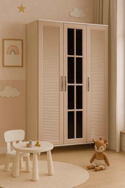 arionkids Masal 3 Kapaklı Dolap | %100 MDF | REHAU Kapaklar | Ağaç Ayaklar | Fonksiyonel ve Şık