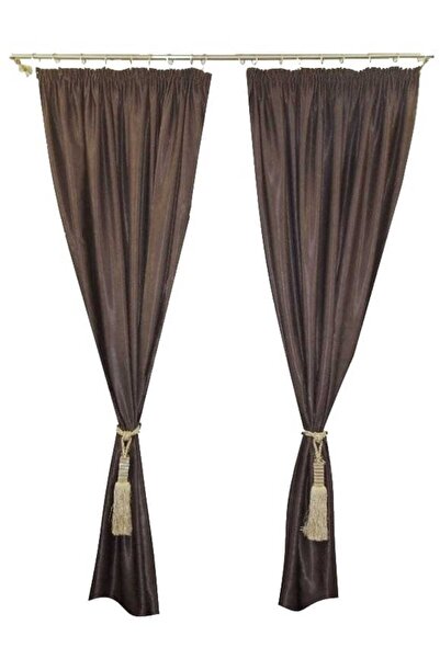 Mastel Set of 2 curtains, wenge brown color, plain velvet pattern