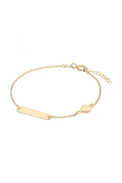 Sandra Ferretti Brățară pentru copii din aur galben de 18K cu etichetă cu nume și inimă