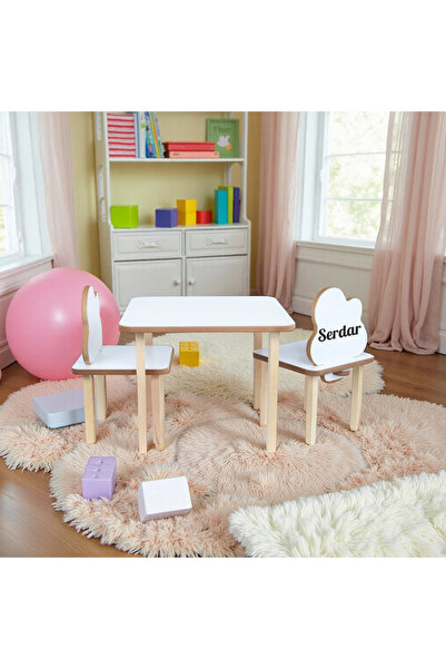 wudie Ahşap Yaz Sil Yüzey Çocuk Masa Sandalye Takımı 2 Sandalye 1 Masa Çocuk Oyun Masası mobilya