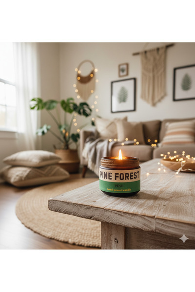 HOMEAND stworkshop Pine Forest: Özel Tasarım Çam Kokulu Mum, 250 gr Doğal Veg...