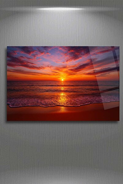 HMDS CONCEPT Tablou pe sticlă cu peisaj marin la apus de soare 364