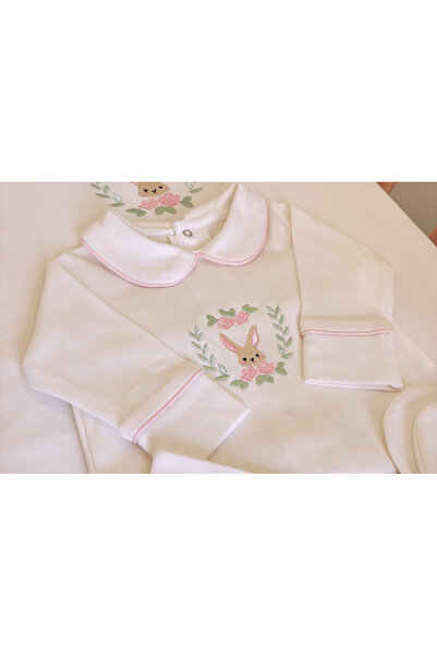 BabiesFirst Pembe Biyeli Minik Tavşan Nakışlı 4'lü Bebek Tulum Seti - Bebeğe ...