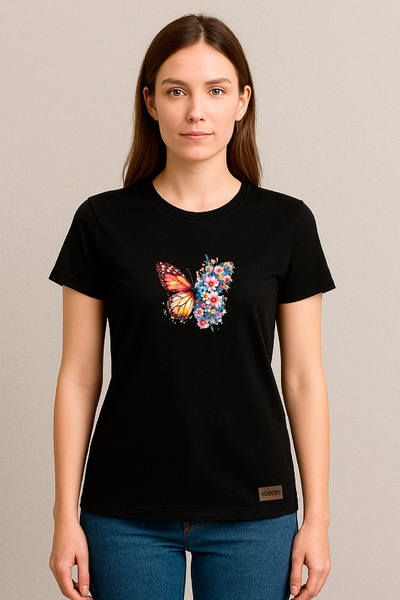 HUBERYWEAR Tricou de damă croi relaxat cu imprimeu fluture cu aripi florale –...