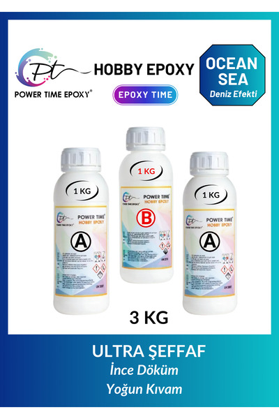 POWER TIME EPOXY 3 Kg Hobi Epoksi Ocean&sea/ Deniz Efekti Ultra Şeffaf Epoksi...
