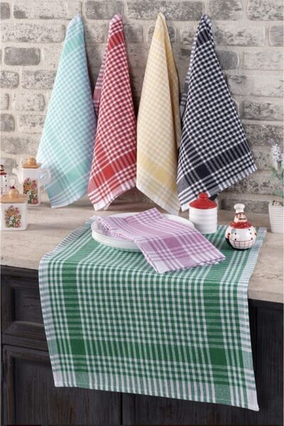 HOMELİFE EV TEKSTİL 10-Piece Checkered Tea Towel Kitchen Dish Drying Cloth Serving Napkin Lunch Cloth 45x65cm