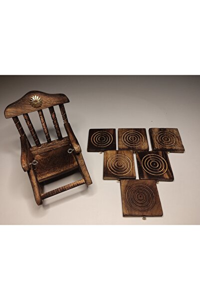 DNC Handmade Wooden Rocking Chair Look Coaster Set (6 Pieces) - Decorative and Functional