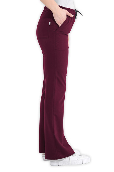 LAME Uniform İspanyol Paça Bordo Likralı Hemşire ve Doktor Forması Scrubs Pantolon
