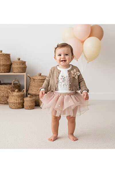 ministok مجموعة مونيكا مكونة من 3 قطع للفتيات الصغيرات مع سترة وتنورة توتو