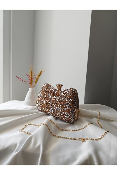 VivazzaLuxe Crystal Stone Bronze Evening Dress Wedding Engagement Women's Clutch Bag