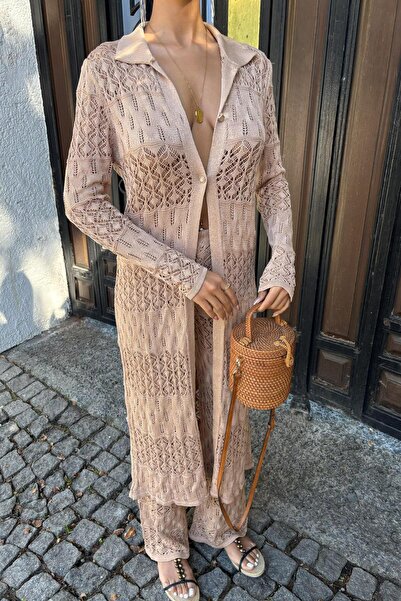 Lijuri Bridget Openwork Long Cardigan Suit 9881