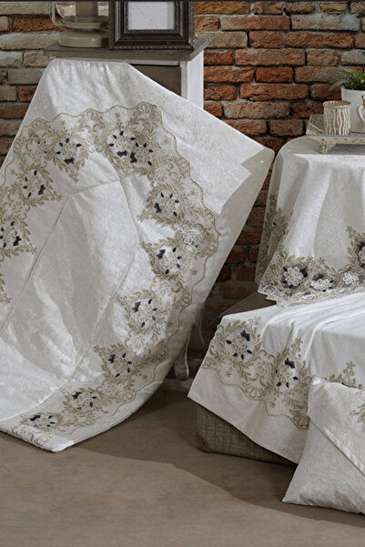 NAKIŞHAN Gizem Prayer Rug Set-Cream 4 Pieces