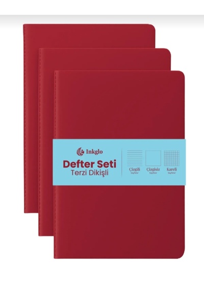 Copyder Plika Flexible Cover 80 Gr. Ivory Inner Paper - 3 Pieces of 40 Sheets 80 Pages with Sports Stitching