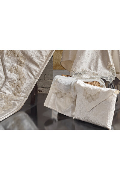 NAKIŞHAN Sapphire Prayer Rug Set-Cream 4 Pieces