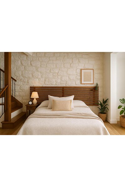 pinoxi 180cm 2 Adet Raflı Masif Ahşap Yatak Başlığı Ceviz Renk 180cm X 60cm M...
