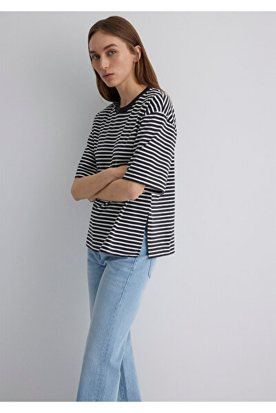 Mavi Tricou negru cu dungi Standard 1613113 -85308