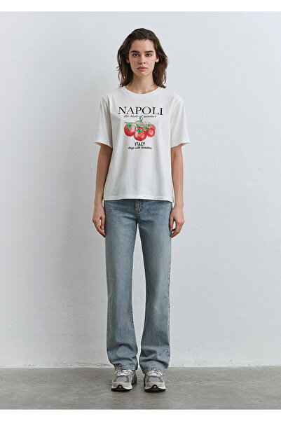 Mavi Bílé tričko s potiskem Napoli Regular Fit / Regular Fit 1613056 -70057