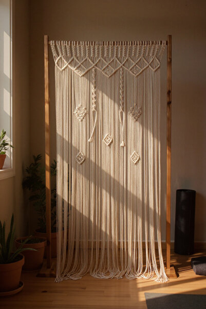 Zuviel Deco Handmade El Yapımı Makrome Perde, Kapı Perdesi, Backdrop