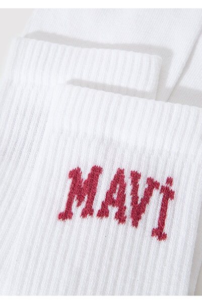 Mavi Logo Detailed White Socks 1912726 -20844