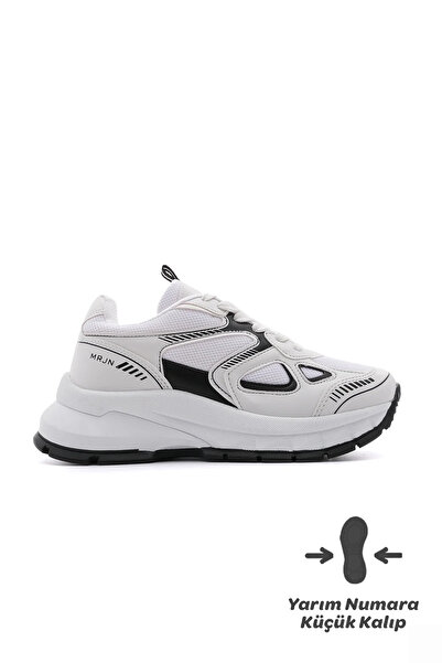 Marjin Γυναικεία αθλητικά παπούτσια με ψηλή σόλα με κορδόνια Nevila White