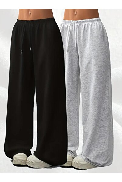 Le Vion Kadın 2'li Bol Paça Spor Eşofman Altı Seti - Yan Cepli, Rahat Kalıp