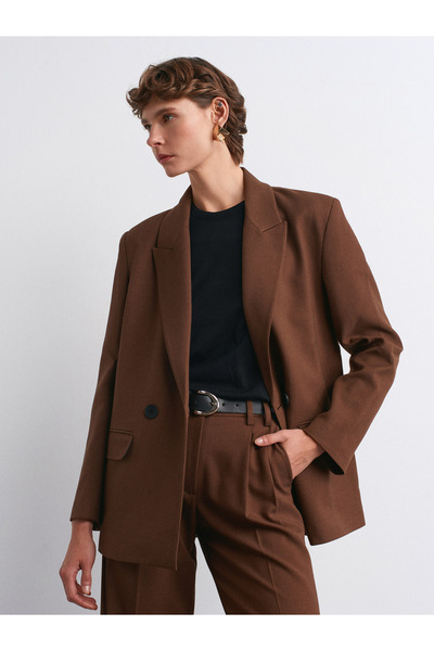 Dilvin 60767 Blazer Jacket-Καφέ