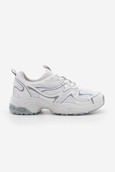 Marjin Women's Sneaker Thick Sole Lace-Up Multi-Piece Sports Shoes Asvora Gray