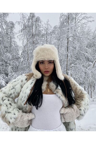 Axesoire 12806 Klipsli Peluş Bej Pilot Şapka Bere