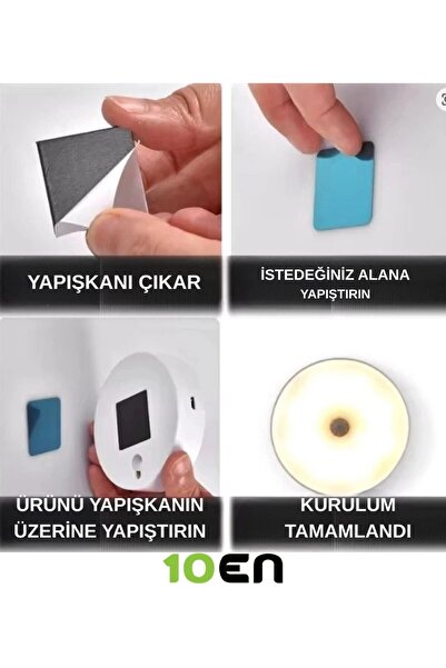 10EN 2 li Paket Şarjlı Sensörlü Mıknatıslı Kabin Led Aydınlatma