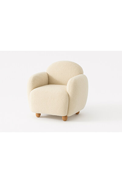 Dekor Teddy Baby Krem Renk Çocuk Koltuğu – Peluş Kumaş, Ahşap Ayaklı Renk seçenekli 🎨