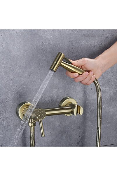 OEM Bathroom Toilet Bidet Pressurized Sprayer Bidet Faucet Double Water Inlet Matte Gold Imported 7 Years Warranty