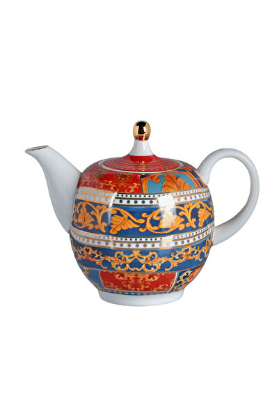 Lucky Art Clarissa Bone China  Porselen Mavi Beyaz Naturel Barok Desenli Çayd...