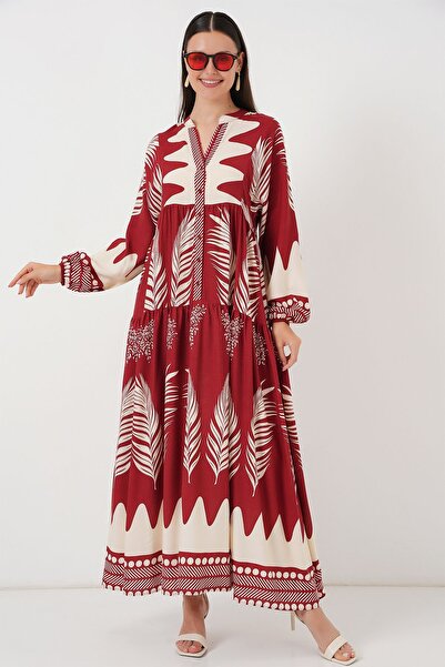 Hiccup Bdart Buttoned V-Neck Patterned Maxi Dress