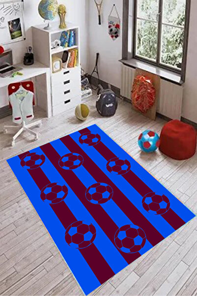 Carmine Carpet Dijital Baskılı Kaymaz Taban Bordo Mavi Taraftar Çocuk Oyun Ha...
