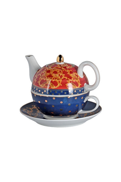 Lucky Art Clarissa Bone China Porselen Mavi Beyaz Naturel Desenli Tek Kişilik...