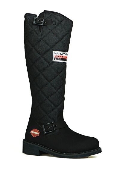 Harley Davidson Laconia Hakiki Deri Siyah Nubuk Kadın Çizme
