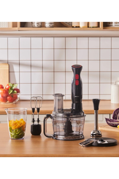 Karaca PRO-2000W مفرمة توربو، قطاعة روندو، خلاط - خلاط فولاذي ثنائي، محضر طعام كسارة الجليد