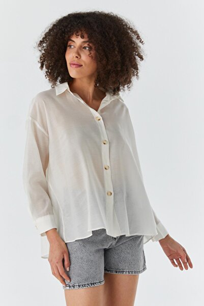 Shopping Shop Πουκάμισο με δέσιμο στην πλάτη ΚΡΕΜΑ