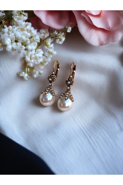 FAYRA ACCESSORIES Zirkon Taşlı Mayorka İnci Küpe