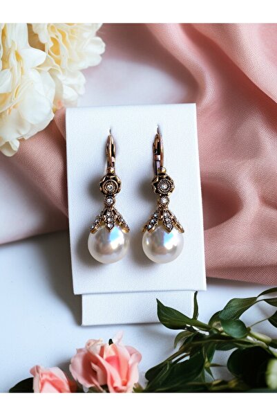 FAYRA ACCESSORIES Zirkon Taşlı Mayorka İnci Küpe