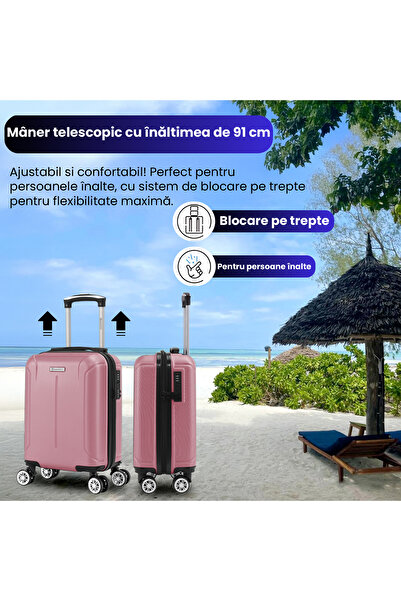 Quasar & Co. Cabin trolley, 40x30x20cm, hand luggage, trolley with lock, suitcase with 4 removable wheels, ABS, SMART, pink