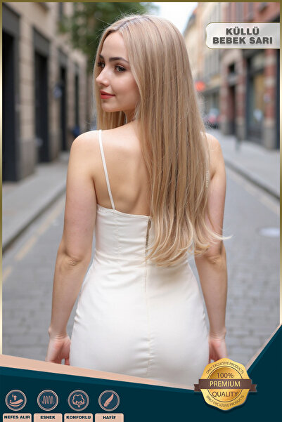 KONAK PERUK Fiber Sentetik Uzun Düz Peruk - Küllü Bebek Sarı