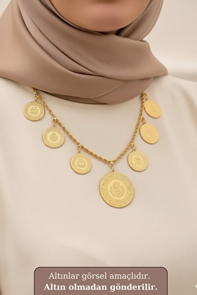 TwinsCollection Burma Halat Zincir 7'si Bir Yerde Kolye - Kulplu Altın Yedisi...