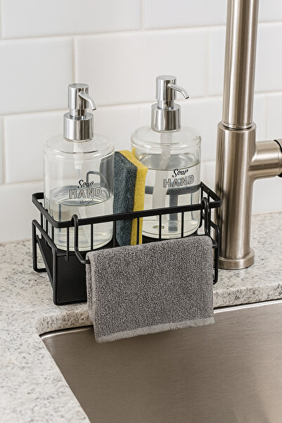 Suntel مجموعة موزع الصابون السائل على سطح الطاولة وحامل الإسفنجة + 2 موزع صابون سائل