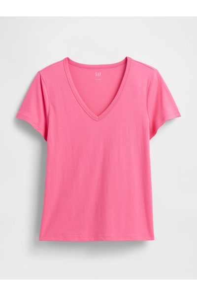 GAP Kadın Pembe V Yaka T-Shirt