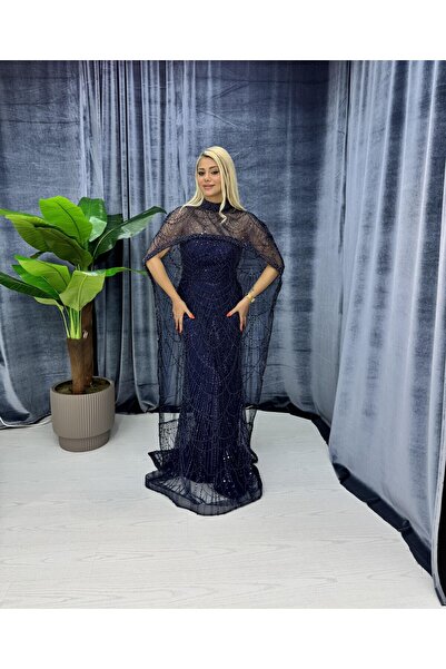 E&A Eren Abiye KADIN BONCUK NAKIŞLI PELERİNLİ BALIK ABİYE