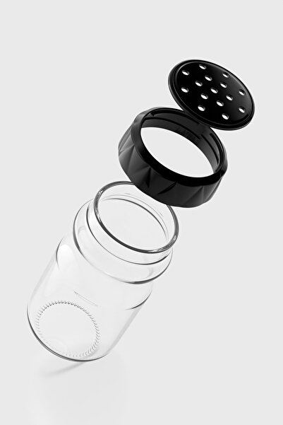 Renga Lexa 370 ml Set of 3 Glass Spice Jars 161016 Black